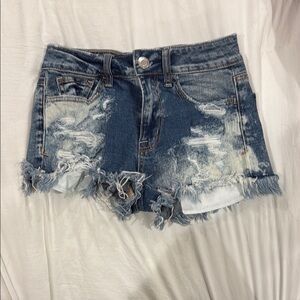 American Eagle Outfitters Blue Distressed Jean Shorts